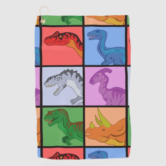 Dinosaur Squares Golfhanddoek (Voorkant)