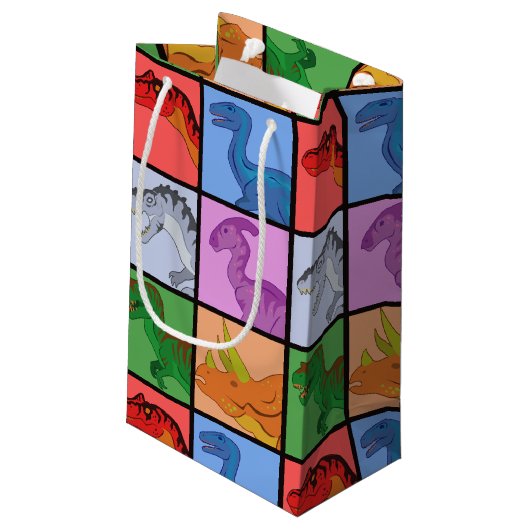 Dinosaur Squares Klein Cadeauzakje (Achterkant Gekanteld)