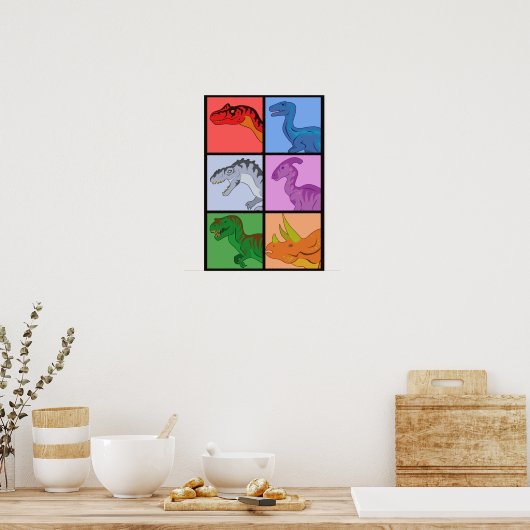 Dinosaur Squares Poster (Keuken)