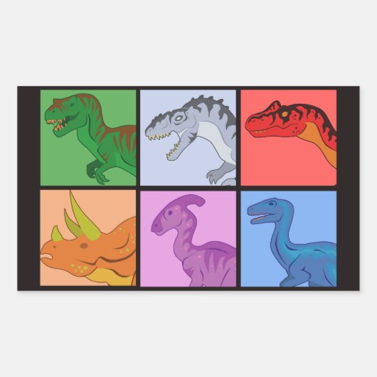 Dinosaur Squares Rechthoekige Sticker (Voorkant)