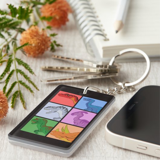 Dinosaur Squares Sleutelhanger (Voorkant Rechts)