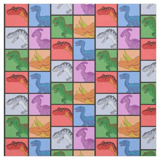 Dinosaur Squares Stof (Swatch)