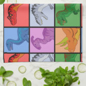 Dinosaur Squares Theedoek (Gevouwen)