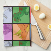 Dinosaur Squares Theedoek (Quarter Fold)