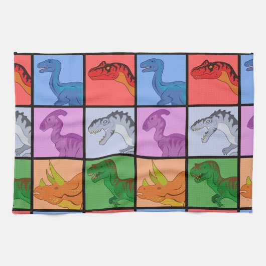 Dinosaur Squares Theedoek (Horizontaal)