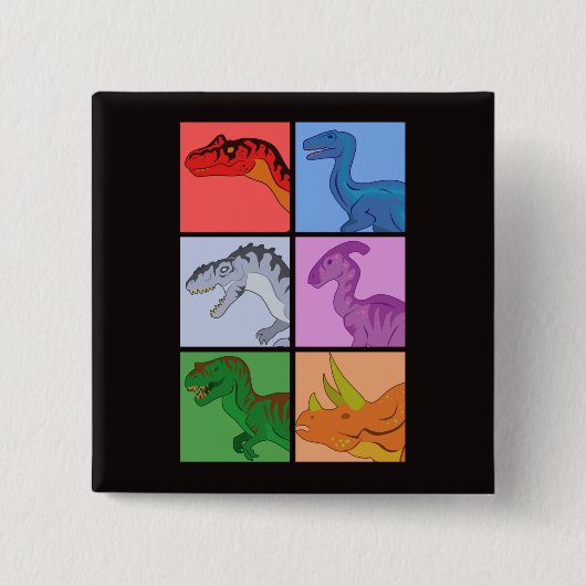 Dinosaur Squares Vierkante Button 5,1 Cm (Voorkant)