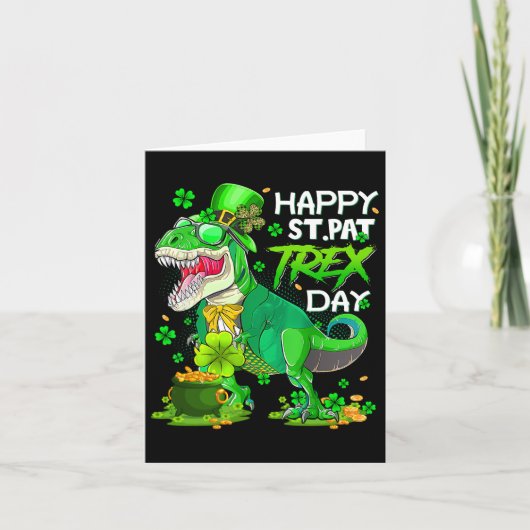 Dinosaur St Patricks Day Happy St Pat Trex T Rex B Kaart (Voorkant)