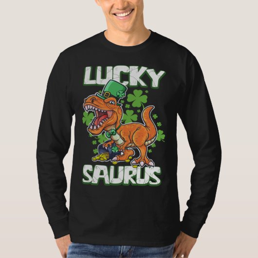 Dinosaur St Patrick's Day LUCKY SAURUS T Rex LUCKY T-shirt (Voorkant)