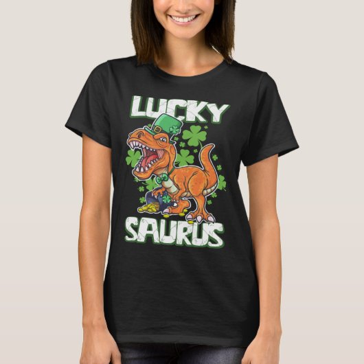Dinosaur St Patrick's Day LUCKY SAURUS T Rex LUCKY T-shirt (Voorkant)