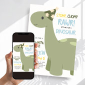 Dinosaur Stamp Chomp Rawr Verjaardagsfeestje Kaart