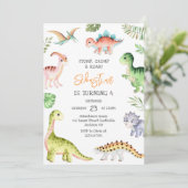 Dinosaur Stamp Kauw Brul Verjaardagsfeestje Kaart (Staand voorkant)