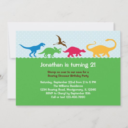 Dinosaur Stampede Birthday Party Invitation Kaart (Voorkant)