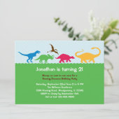 Dinosaur Stampede Birthday Party Invitation Kaart (Staand voorkant)