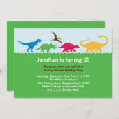 Dinosaur Stampede Birthday Party Invitation Kaart (Voorkant / Achterkant)