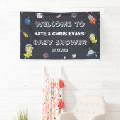 Dinosaur Star Planet Galaxy Baby shower Backdrop Spandoek (Insitu)