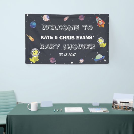 Dinosaur Star Planet Galaxy Baby shower Backdrop Spandoek (Beurs)