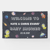 Dinosaur Star Planet Galaxy Baby shower Backdrop Spandoek (Horizontaal)