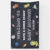 Dinosaur Star Planet Galaxy Baby shower Backdrop Spandoek (Verticaal)