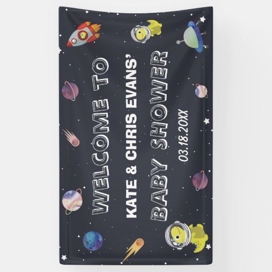 Dinosaur Star Planet Galaxy Baby shower Backdrop Spandoek (Verticaal)