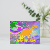 Dinosaur Stars & Swirls Happy Birthday Briefkaart (Staand voorkant)