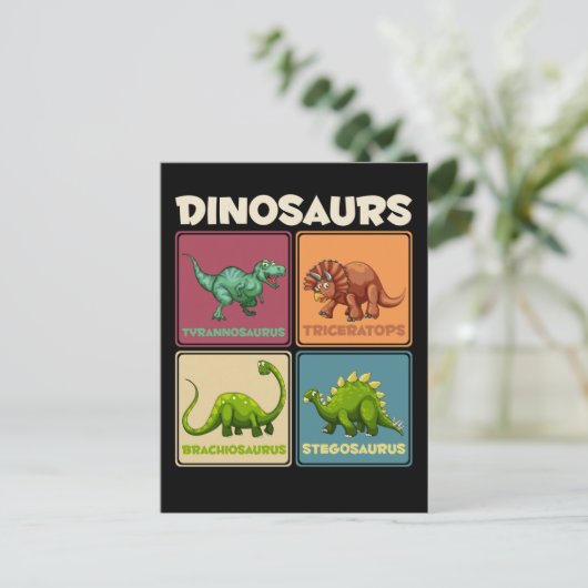 Dinosaur Stegosarus T-rex Triceratops Dino Briefkaart (Staand voorkant)