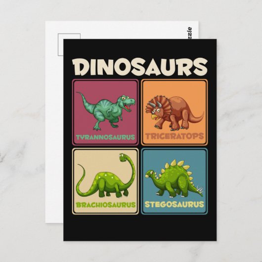 Dinosaur Stegosarus T-rex Triceratops Dino Briefkaart (Voorkant / Achterkant)