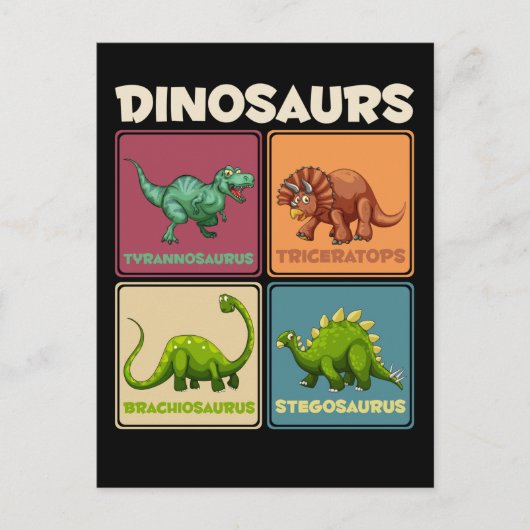 Dinosaur Stegosarus T-rex Triceratops Dino Briefkaart (Voorkant)