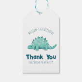 Dinosaur Stegosaurus Bedankt Jongens Verjaardagsfe Cadeaulabel (Voorkant)