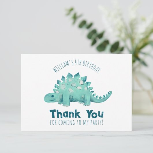 Dinosaur Stegosaurus Dank Bedankkaart (Staand voorkant)