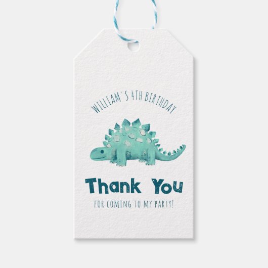 Dinosaur Stegosaurus Dank je jongens Birthday Part Cadeaulabel (Voorkant)