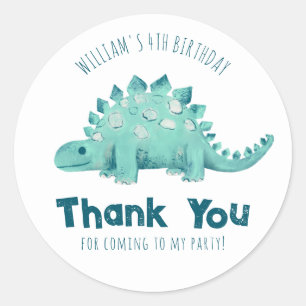 Dinosaur Stegosaurus Dank je jongens Birthday Part Ronde Sticker