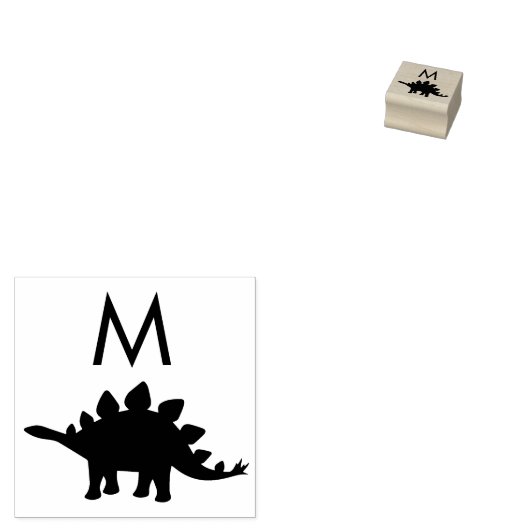 Dinosaur Stegosaurus Dino Kind Monogram Initiaal Rubberstempel (Gestempeld)