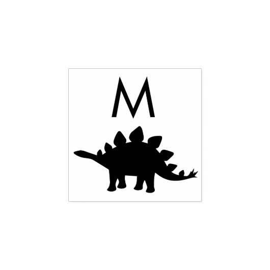 Dinosaur Stegosaurus Dino Kind Monogram Initiaal Rubberstempel (Afrduk)