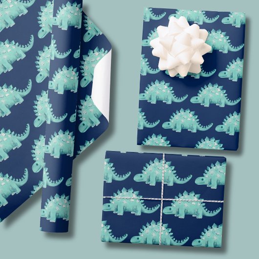 Dinosaur Stegosaurus Kids Birthday Cadeaupapier