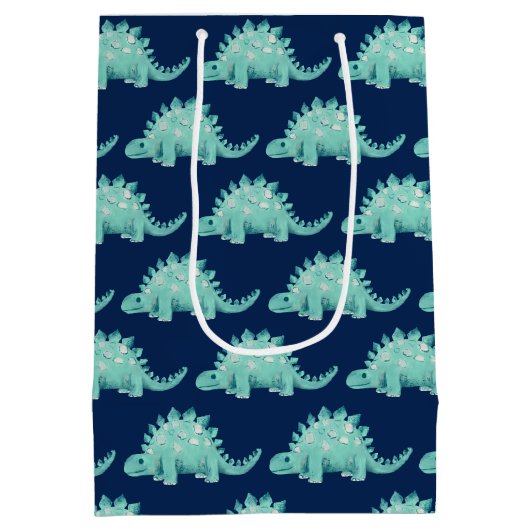 Dinosaur Stegosaurus Kids Birthday Medium Cadeauzakje (Achterkant)