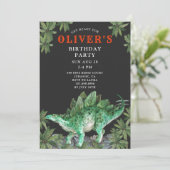 Dinosaur Stegosaurus Kind Birthday Uitnodiging (Staand voorkant)