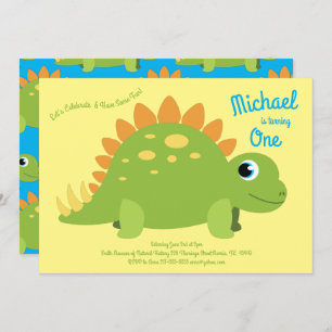 Dinosaur Stegosaurus Kinder 1e verjaardag van de D Kaart