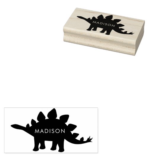Dinosaur Stegosaurus Leuke Dino Kind naam Rubberstempel (Gestempeld)