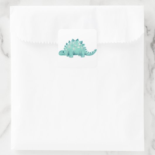 Dinosaur Stegosaurus Vierkante Sticker (Tas)
