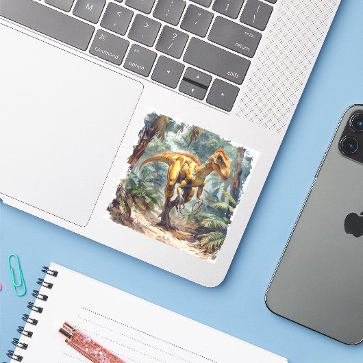 Dinosaur Sticker (Laptop met iPhone)