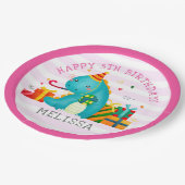Dinosaur Stomp Chomp and roar Birthday Girl Papieren Bordje (Gekanteld)