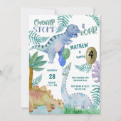 Dinosaur Stomp Chomp en Roar Boy Verjaardag Kaart (Voorkant)