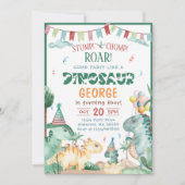 Dinosaur Stomp Chomp en Roar T-Rex verjaardagsfees Kaart (Voorkant)