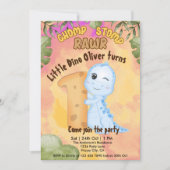 Dinosaur Stomp Chomp Rawr 1e verjaardagsfeestje Kaart (Voorkant)