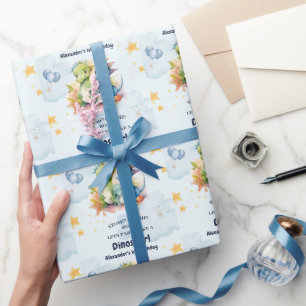 Dinosaur Stomp Chomp Rawr 1st Birthday Party Boy Cadeaupapier