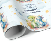 Dinosaur Stomp Chomp Rawr 1st Birthday Party Boy Cadeaupapier (Rol Hoek)