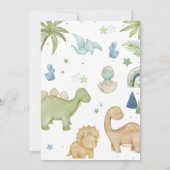 Dinosaur Stomp Chomp Rawr 1st Birthday Party Boy Kaart (Achterkant)