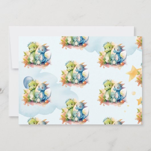 Dinosaur Stomp Chomp Rawr 1st Birthday Party Boy Kaart (Achterkant)