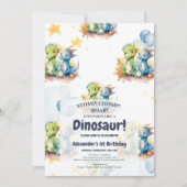 Dinosaur Stomp Chomp Rawr 1st Birthday Party Boy Kaart (Voorkant)