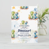 Dinosaur Stomp Chomp Rawr 1st Birthday Party Boy Kaart (Staand voorkant)